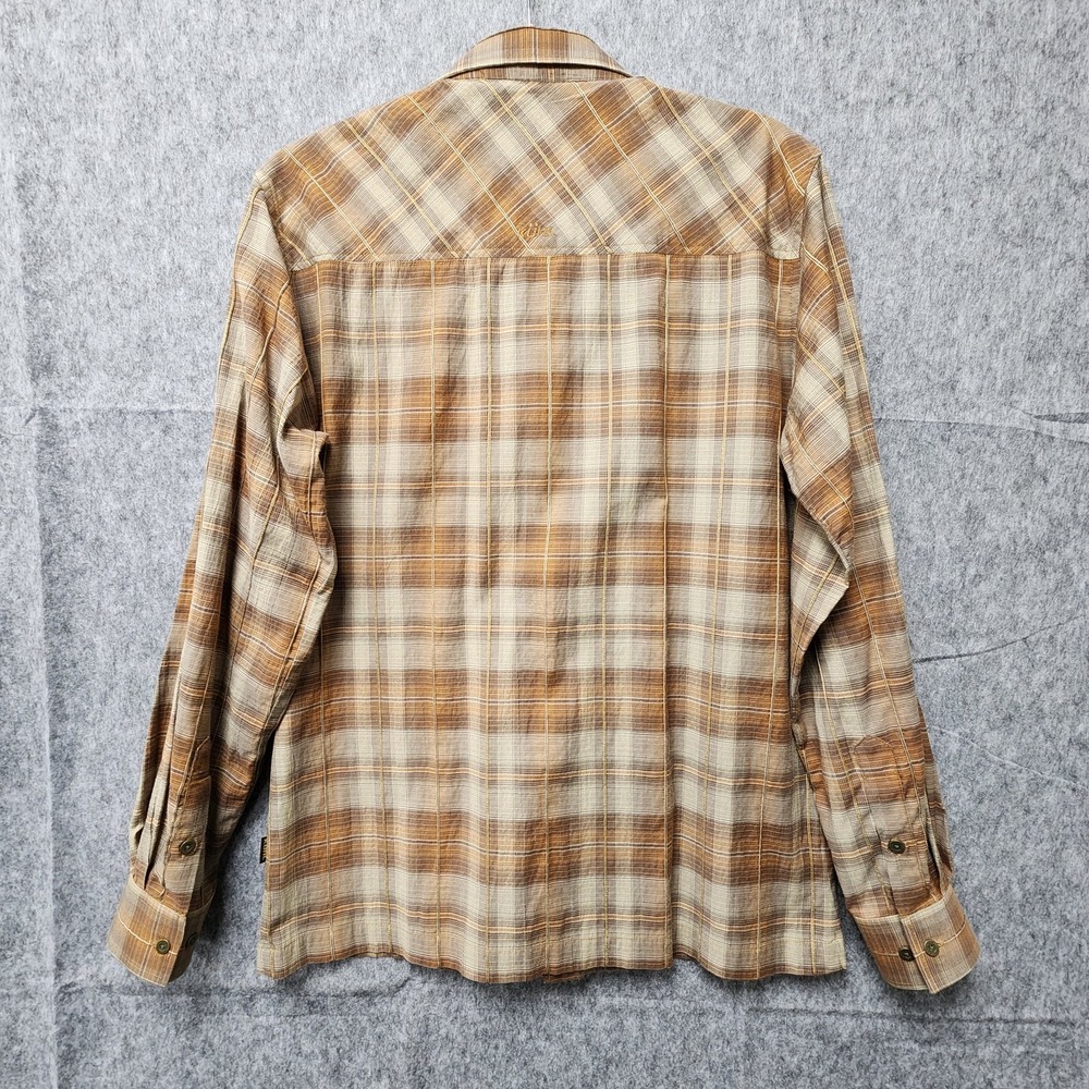 KUHL Textured Long Sleeve Shirt Mens Medium Brown Plaid Lightweight Button Up - Picture 4 of 8